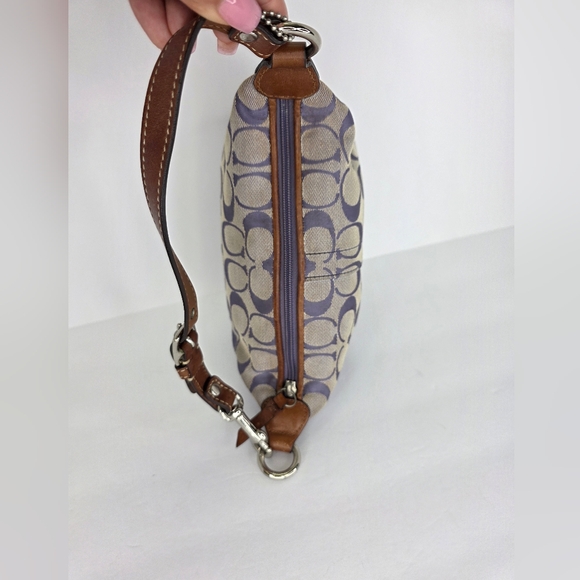 Y2K Coach Mini Shoulder Bag Baguette C Signature Lilac Silver Tone Hardware 00's - Picture 13 of 16